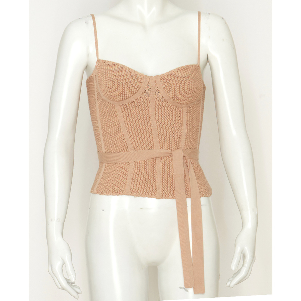 Iisli 100% Cotton Nude Knit top with AttachedBelt